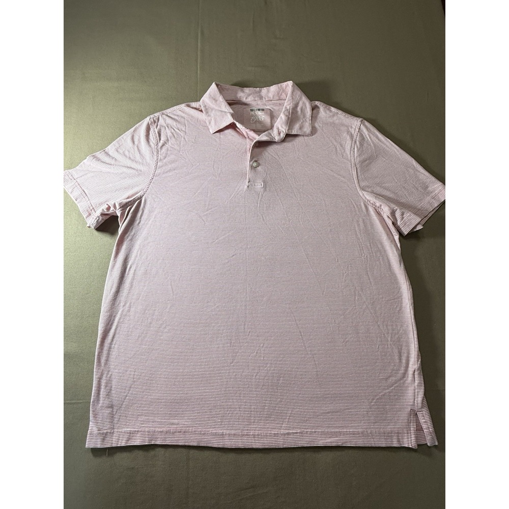 PS A Bank 1905 Mens Polo Shirt Large Pink Striped Tailored Fit Short Sleeve